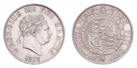 GREAT BRITAIN. George III, 1760-1820. Half-Crown 1817, London. 14.14 g. S-3789. Smaller head. Uncirculated.