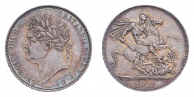 GREAT BRITAIN. George IV, 1820-30. Crown 1821, London. S-3805; KM-680.1. SECUNDO on edge. Extremely fine.