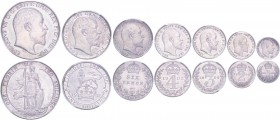 GREAT BRITAIN. Edward VII, 1901-10. Silver Proof Set 1902, London. Partial proof set florin down silver penny. Florin PR63, Shilling PR63, Sixpence PR...