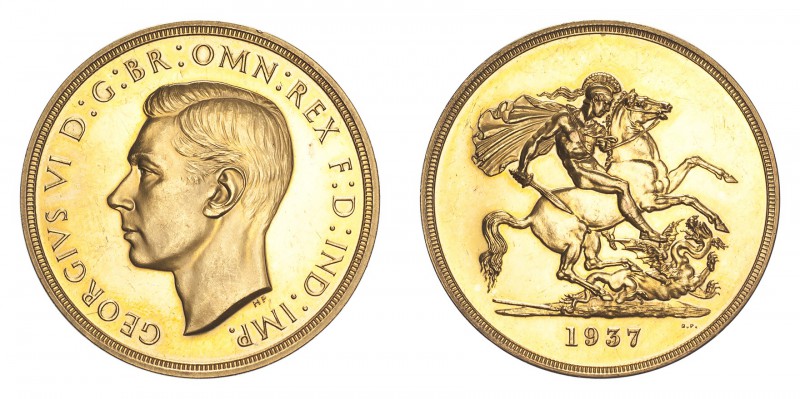 GREAT BRITAIN. George VI, 1936-52. Gold 5 Pounds 1937, London. 39.94 g. Calendar...