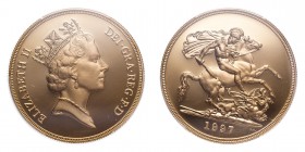 GREAT BRITAIN. Elizabeth II, 1952-. Gold 5 Pounds 1997, London. Proof. 39.94 g. Calendar year mintage 860. S-SE3. In US plastic holder, graded PCGS PR...