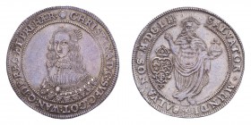 SWEDEN. Christina, 1632-54. Riksdaler 1652, Stockholm. 28.93 g. Ahlstrom 21; Dav. 4525. Nicely toned example of this scarce date. About extremely fine...