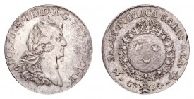 SWEDEN. Adolf Fredrik, 1751-71. 4 Mark 1754, Stockholm. 20.8 g. Ahlstrom 83 (XR); SMH 19:3; KM-527. Extremely rare. Very fine.
