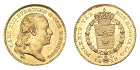 SWEDEN. Karl XIII, 1809-18. Gold Ducat 1813, Stockholm. 3.49 g. Ahlstrom 5; Fb. 81; Schl. 24; SMH 1.4. Extremely fine.