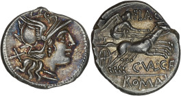 RÉPUBLIQUE ROMAINE
C. Valerius Flaccus. Denier ND (140 av. J.-C.), Rome. RRC.228/2 ; Argent - 3,73 g - 18,5 mm - 10 h
Patine dorée. Superbe.