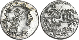 RÉPUBLIQUE ROMAINE
M. Aburius. Denier ND (132 av. J.-C.), Rome. RRC.250/1 ; Argent - 3,84 g - 19 mm - 1 h
Superbe à Fleur de coin.