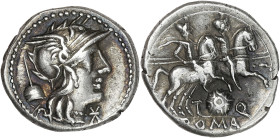 RÉPUBLIQUE ROMAINE
T. Quinctius Flamininus. Denier ND (126 av. J.-C.), Rome. RRC.267/1 ; Argent - 3,96 g - 17 mm - 11 h
TTB à Superbe.
Le bouclier mac...