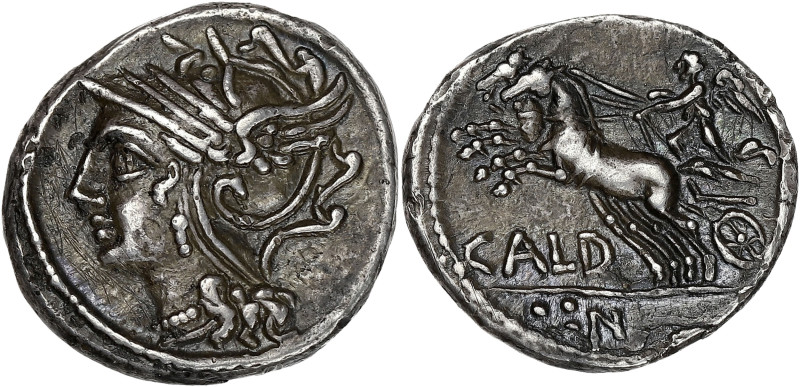 RÉPUBLIQUE ROMAINE
Coelia, Caius Cœlius Caldus. Denier ND (104 av. J.-C.), Rome....