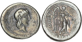 RÉPUBLIQUE ROMAINE
L. Calpurnius Piso Frugi. Quinaire ND (90 av. J.-C.), Rome. RRC.340/2c ; Argent - 2,01 g - 14 mm - 8 h
Rare. TTB.