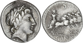 RÉPUBLIQUE ROMAINE
M. Vergilius, C. Gargonius et Ogulnius. Denier ND (86 av. J.-C.), Rome. RRC.350/1e ; Argent - 3,55 g - 18,5 mm - 12 h
TTB à Superbe...