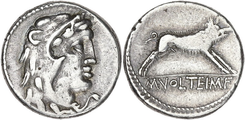 RÉPUBLIQUE ROMAINE
Volteia, Marcus Volteius. Denier ND (78 av. J.-C.), Rome. RRC...