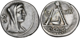 RÉPUBLIQUE ROMAINE
P. Sulpicius Galba, pontife. Denier ND (69 av. J.-C.), Rome. RRC.406/1 ; Argent - 3,83 g - 17,5 mm - 6 h
TTB.