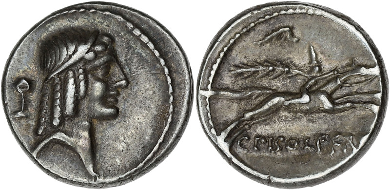RÉPUBLIQUE ROMAINE
L. Calpurnius Piso Frugi. Denier ND (67 av. J.-C.), Rome. RRC...