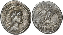 RÉPUBLIQUE ROMAINE
M. Plaetorius M.f. Cestianus. Denier ND (67 av. J.-C.), Rome. RRC.409/1 ; Argent - 3,96 g - 19 mm - 6 h
Superbe.
