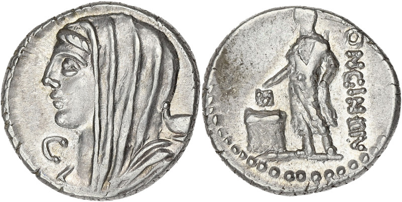 RÉPUBLIQUE ROMAINE
Cassia, Caius Cassius Longinus. Denier ND (63 av. J.-C.), Rom...