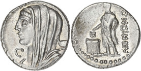 RÉPUBLIQUE ROMAINE
Cassia, Caius Cassius Longinus. Denier ND (63 av. J.-C.), Rome. RRC.413/1 ; Argent - 4,02 g - 18 mm - 7 h
Superbe.