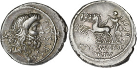 RÉPUBLIQUE ROMAINE
P. Plautius Hypsaeus. Denier ND (60 av. J.-C.), Rome. RRC.420/1a ; Argent - 3,88 g - 19 mm - 5 h
Assez rare. Presque Superbe.