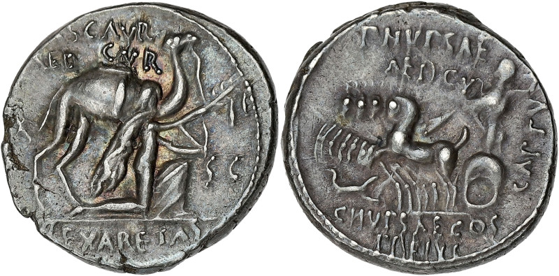 RÉPUBLIQUE ROMAINE
Aemilia, L. Aemilius Lepidus Paullus. Denier ND (58 av. J.-C....