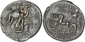 RÉPUBLIQUE ROMAINE
Aemilia, L. Aemilius Lepidus Paullus. Denier ND (58 av. J.-C.), Rome. RRC.422/1b ; Argent - 4,06 g - 18,5 mm - 6 h
Avec REX ARETAS ...