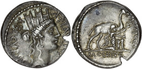 RÉPUBLIQUE ROMAINE
A. Plautius. Denier, soumission de la Judée ND (55 av. J.-C.), Rome. RRC.431/1 ; Argent - 3,83 g - 18 mm - 3 h
Trace d’essai à 4 h....