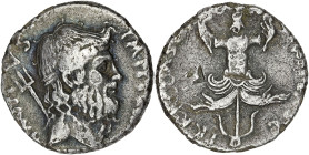 RÉPUBLIQUE ROMAINE
Sextus Pompée. Denier ND (42-40 av. J.-C.), Sicile. RRC.511/2 ; Argent - 3,37 g - 17,5 mm - 2 h
Provient de la collection Schott, v...
