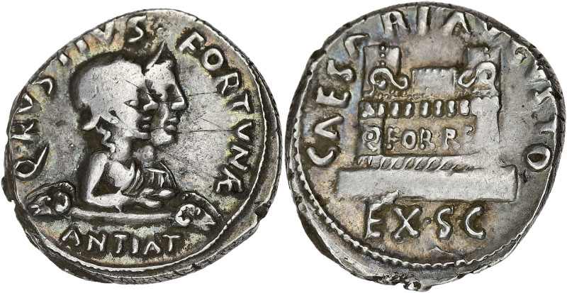 EMPIRE ROMAIN
Auguste (27 av. J.-C. - 14 ap. J.-C.). Denier avec Q. Rustius 19 a...