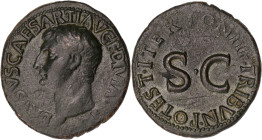 EMPIRE ROMAIN
Tibère (14-37). As pour Drusus 22, Rome. RIC.26 ; Bronze - 11,16 g - 29 mm - 6 h
Assez rare. Beau portrait de Drusus. Patine verte-noire...