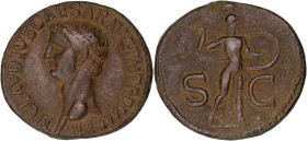 EMPIRE ROMAIN
Claude (41-54). As 41-42, Rome. RIC.100 ; Bronze - 10,84 g - 27,5 mm - 6 h
Belle patine marron-ocre. TTB à Superbe.