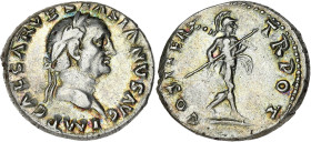 EMPIRE ROMAIN
Vespasien (69-79). Denier 70, Rome. RIC.6 ; Argent - 3,57 g - 16 mm - 6 h
Patine aux reflets dorés. TTB à Superbe.