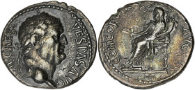 EMPIRE ROMAIN
Vespasien (69-79). Denier 69-70, Asie mineure. RIC.312 v. - RPC.804 ; Argent - 3,01 g - 16,5 mm - 1 h
Rare frappe de l’Asie mineure. Pat...