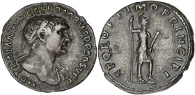 EMPIRE ROMAIN
Trajan (98-117). Denier 104, Rome. RIC.202 ; Argent - 3,15 g - 17,5 mm - 6 h
Patine grise. TTB.