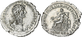 EMPIRE ROMAIN
Hadrien (117-138). Denier 117, Rome. RIC.II.4c p.339 ; Argent - 3,29 g - 19 mm - 6 h
Corrosion sur le cou au droit et légèrement nettoyé...