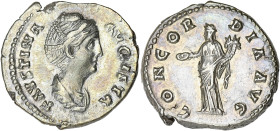EMPIRE ROMAIN
Faustine mère (138-141). Denier 139, Rome. RIC.335 ; Argent - 3,52 g - 17,5 mm - 6 h
Patine grise. TTB à Superbe.