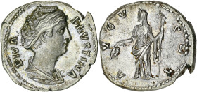 EMPIRE ROMAIN
Faustine mère (138-141). Denier 147, Rome. RIC.360 ; Argent - 3,35 g - 17,5 mm - 6 h
Superbe.