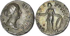 EMPIRE ROMAIN
Faustine la Jeune (161-175). Denier 147-161, Rome. RIC.495a ; Argent - 2,87 g - 17 mm - 6 h
À peine décentré. Belle patine. TTB.