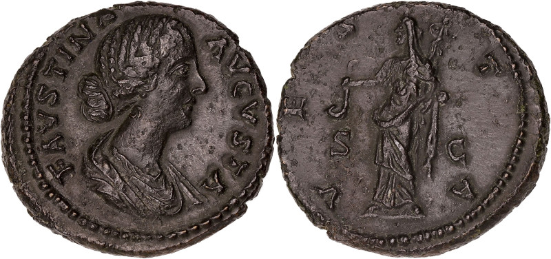 EMPIRE ROMAIN
Faustine la Jeune (161-175). As 161-175, Rome. RIC.1690 ; Bronze -...