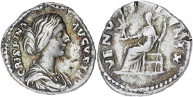 EMPIRE ROMAIN
Crispine, femme de Commode (177-183). Denier c.180, Rome. RIC.288 ; Argent - 2,80 g - 17,5 mm - 12 h
TTB.