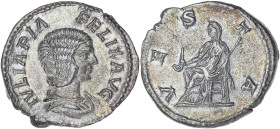 EMPIRE ROMAIN
Julia Domna (193-211). Denier 215, Rome. RIC.391 ; Argent - 2,95 g - 17,5 mm - 6 h
Superbe.