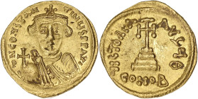 EMPIRE BYZANTIN
Constant II (641-668). Solidus ND (648-649), Constantinople, 9e officine. BC.938 ; Or - 4,45 g - 19,5 mm - 6 h
De minimes marques. Sup...
