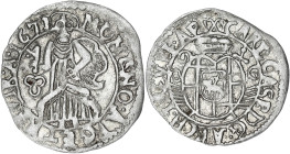 ALLEMAGNE
Trèves (archevêché de), Karl Gaspar von der Leyen (1652-1676). 4 pfennig (1/2 albus) 1671, Trèves. KM.127 ; Argent - 0,70 g - 18 mm - 8 h
TT...