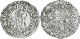 ALLEMAGNE
Trèves (archevêché de), Johann Hugo von Orsbeck (1676-1711). 4 pfennig (1/2 albus) 1679, Trèves. KM.138 ; Argent - 0,59 g - 18 mm - 4 h
TTB....