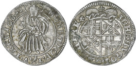 ALLEMAGNE
Trèves (archevêché de), Johann Hugo von Orsbeck (1676-1711). 4 pfennig (1/2 albus) 1682 AL, Trèves. KM.154 ; Argent - 0,51 g - 18 mm - 3 h
T...