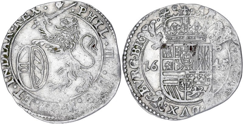 BELGIQUE
Brabant (duché de), Philippe IV (1621-1665). Escalin 1645, Anvers. HV.6...