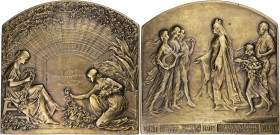 BELGIQUE
Albert Ier (1909-1934). Plaque - Exposition Universelle de Gand, par Devreese 1913. Bronze - 114 g - 68 x 71 mm - 12 h
TTB à Superbe.
