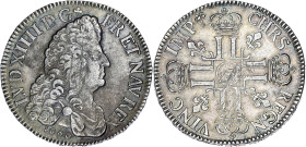 FRANCE / CAPÉTIENS
Louis XIV (1643-1715). Écu aux huit L, 1er type, flan neuf 1690, S, Reims. Dy.1514 - G.216 ; Argent - 27,12 g - 39,5 mm - 6 h
Sans ...
