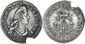 FRANCE / CAPÉTIENS
Louis XIV (1643-1715). Quadruple sol aux deux L 1691, S, Reims. Dy.1519 - G.106 ; Argent - 1,24 g - 21 mm - 6 h
Très rare millésime...