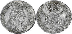 FRANCE / CAPÉTIENS
Louis XIV (1643-1715). Quart d’écu aux insignes 1702, S, Reims. Dy.1535B - G.156 ; Argent - 6,53 g - 29 mm - 6 h
Seuls 2 exemplaire...