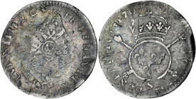 FRANCE / CAPÉTIENS
Louis XIV (1643-1715). Douzième d’écu aux insignes 1702, S, Reims. Dy.1536B - G.121 ; Argent - 2,10 g - 21 mm - 6 h
Très rare : c’e...