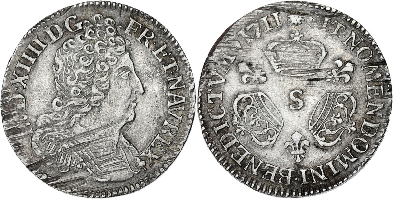 FRANCE / CAPÉTIENS
Louis XIV (1643-1715). Dixième d’écu aux trois couronnes 1711...