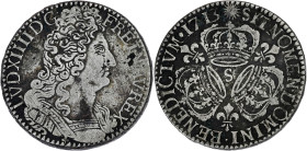FRANCE / CAPÉTIENS
Louis XIV (1643-1715). Demi-écu aux trois couronnes, faux d’époque 1713, S, Reims. Dy. cf.1569 - G. cf.199 ; Argent - 14,80 g - 32 ...
